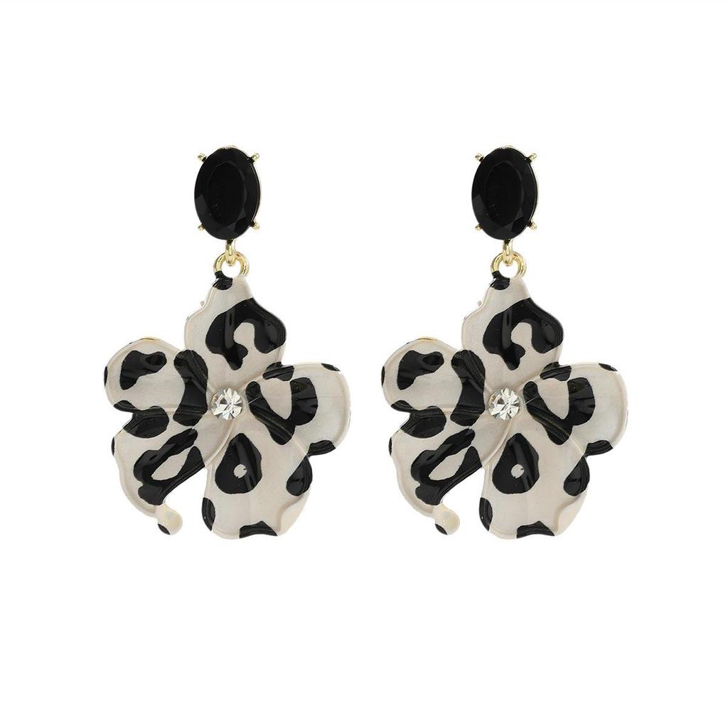 2024 Trendy Leopard Print Flower Pendant Earrings for Women