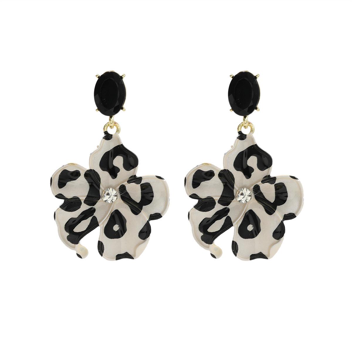 

2024 Трендовые серьги-подвески с цветочным принтом и леопардовым принтом для женщин белый