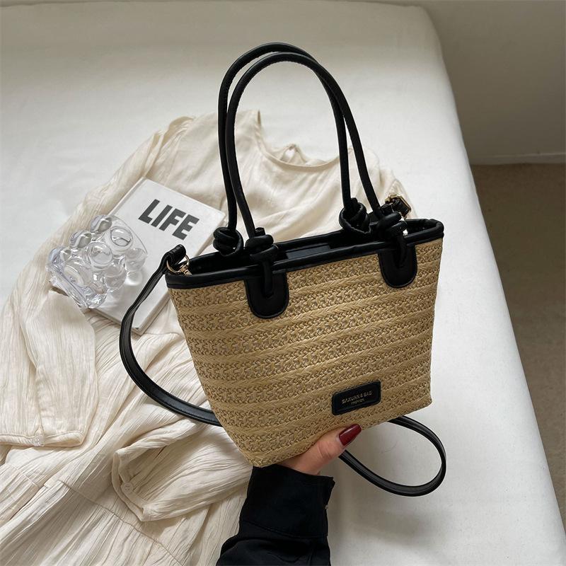 

Fashion Women s Bags, One Shoulder Woven Holiday Style. чёрный