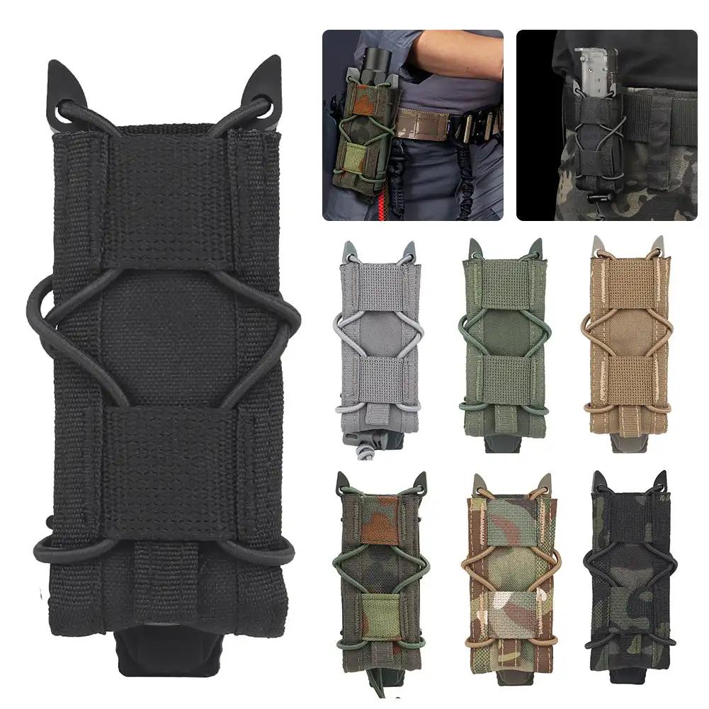 9mm Tactical Magazine Pouch Hunting Single Magazine Bag Outdoor Molle Flashlight Pouch Torch Holder Hunting Knife Holster Bag