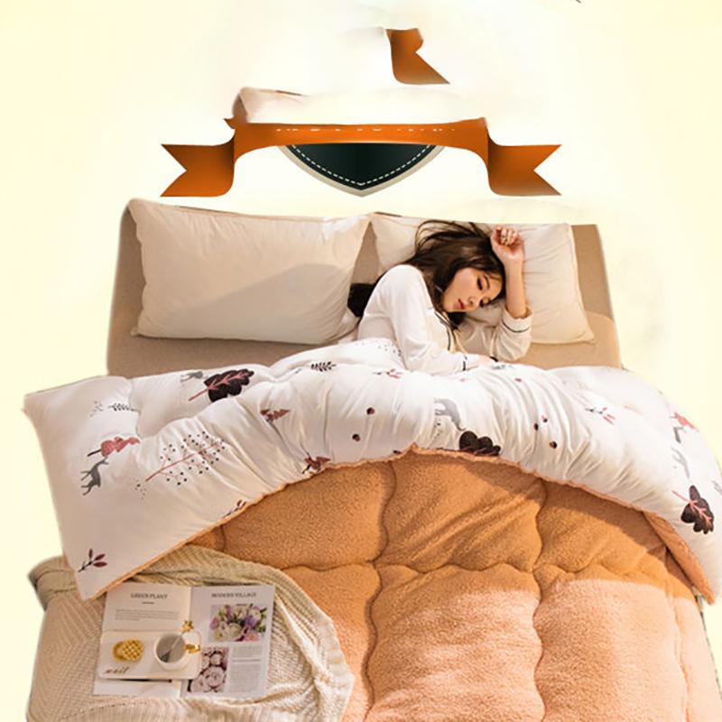 Verdickte Winterdecke aus Lammwolle, doppelte Steppdecke, warme Steppdecke, Einzelbettdecke für Studentenwohnheime