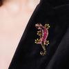 Vintage Alloy Rhinestone Lizard Brooch Pin Gecko Four Claw Snake Crystal Embellished Accessory for Clothing and Bags