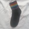 Instime Unisex Stripes Mid Men Socks Harajuku Colorful Funny Socks Men 1 Pair Kawaii Rainbow Color
