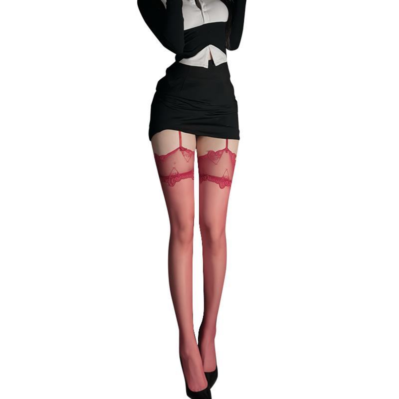 Sexy lace lace pure desire over the knee love bow black silk over the knee passion stockings women