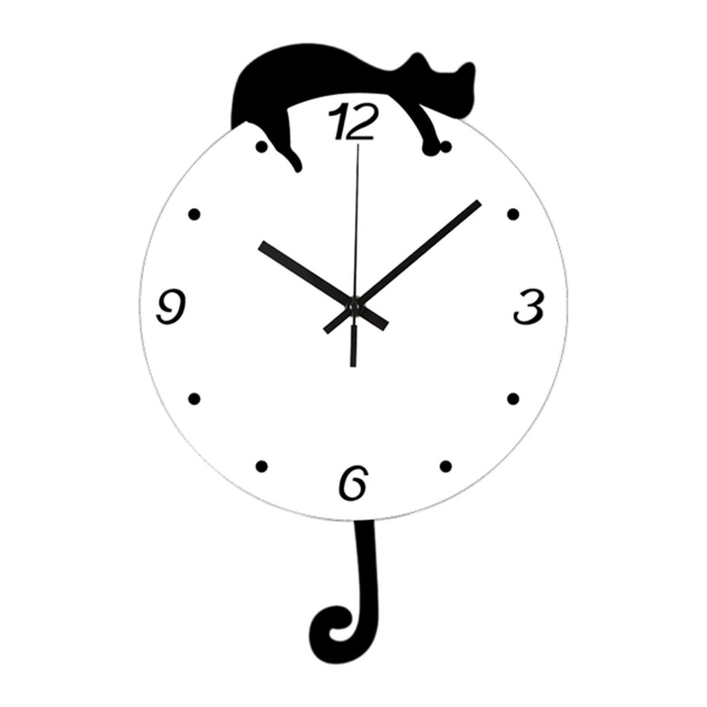 Cat Wall Clock Ornament Cute Simple Gift Mute Unique Fashion Elegant Stylish
