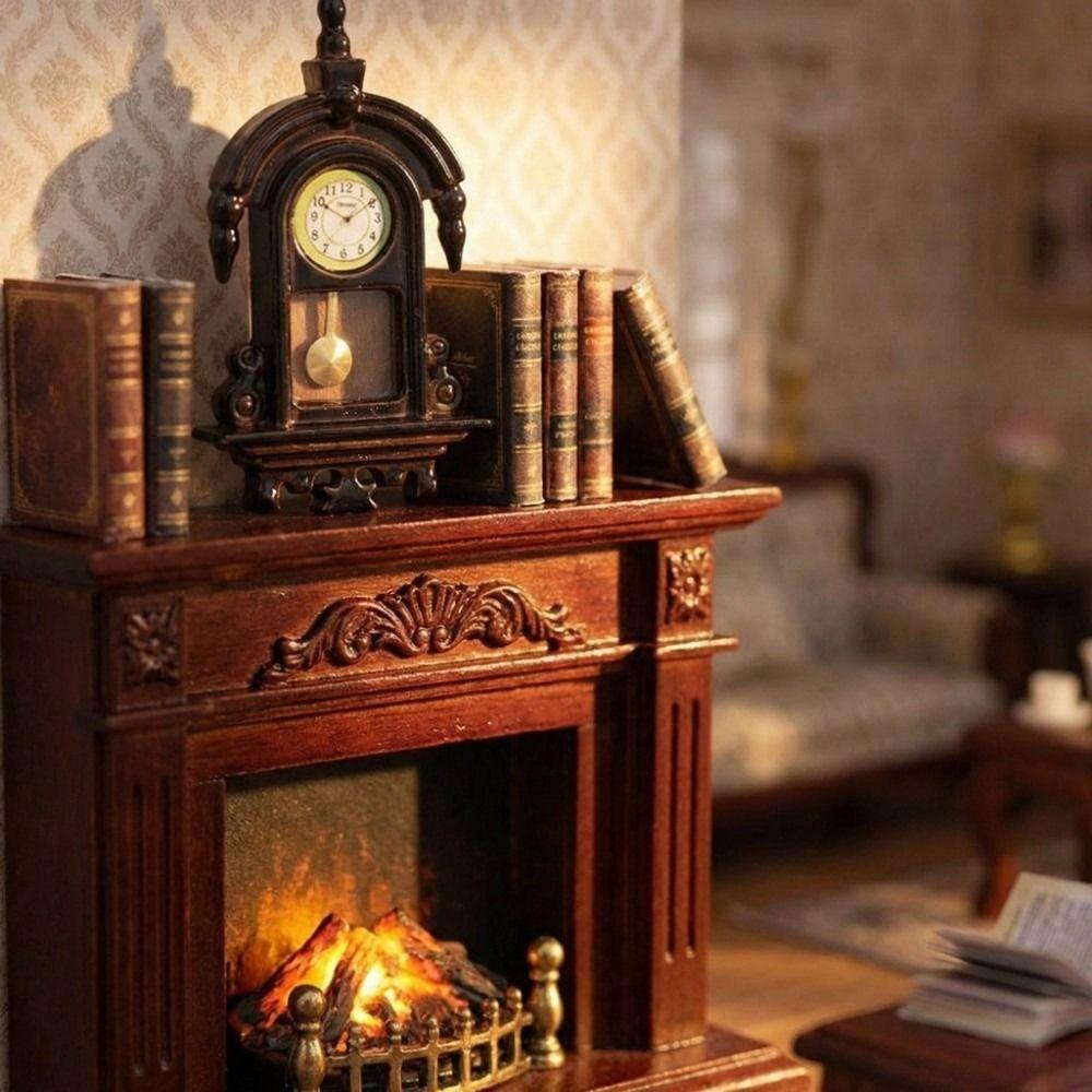Zinc Zinc Alloy Material Dollhouse Wall Clock Movable Pendulum Simulated Furniture Model  Living Room Decor