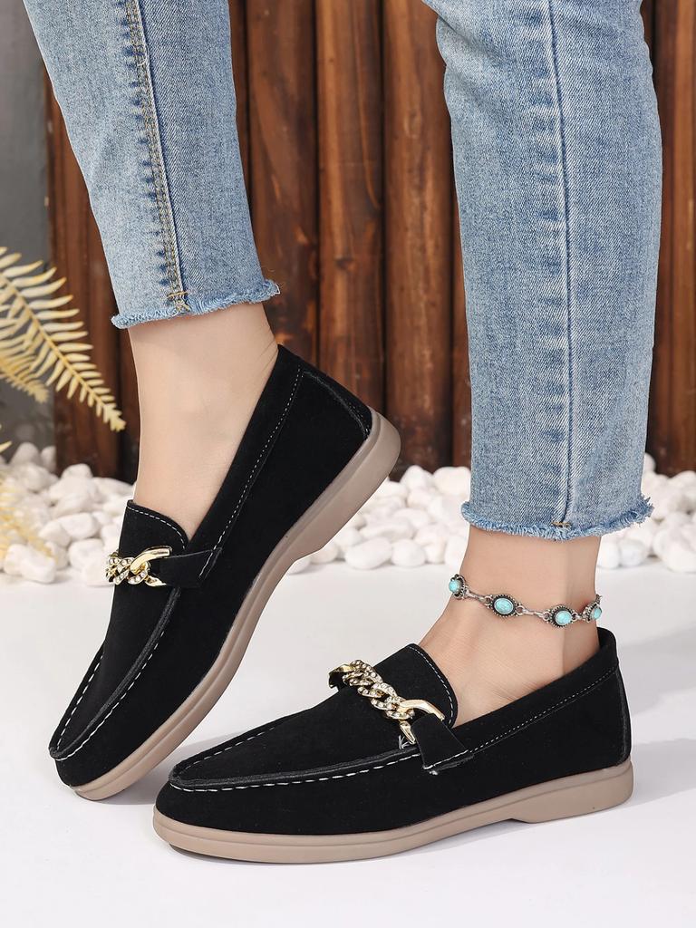 Mode 2024 Mode Damen Schuhe Slipper Damen Ballerinas Hohe Qualität Metalldekoration Büro und Karriere Neu Slipper Flach Niedrige Absätze