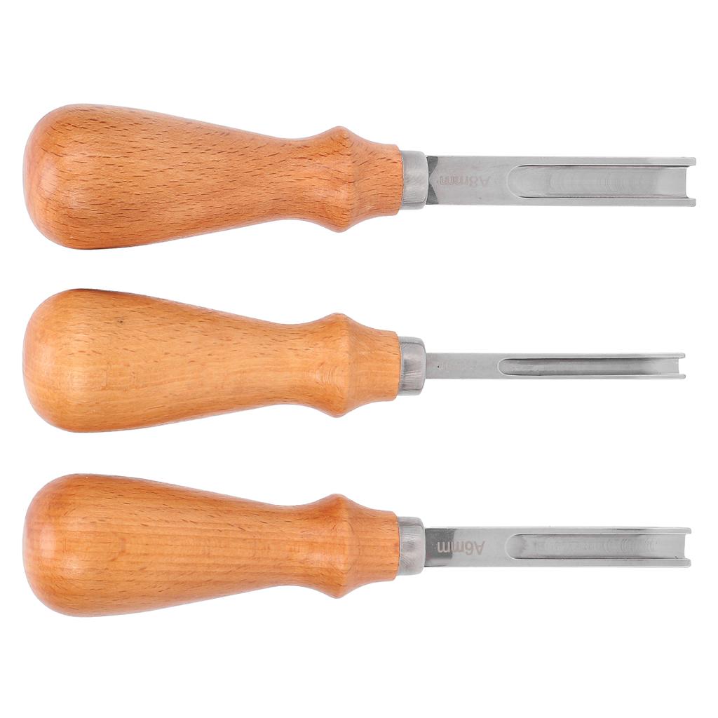 3pcs Leather Edger Professional Trimming Working Kit with Wooden Handle for DIY Craft Leather Cutting