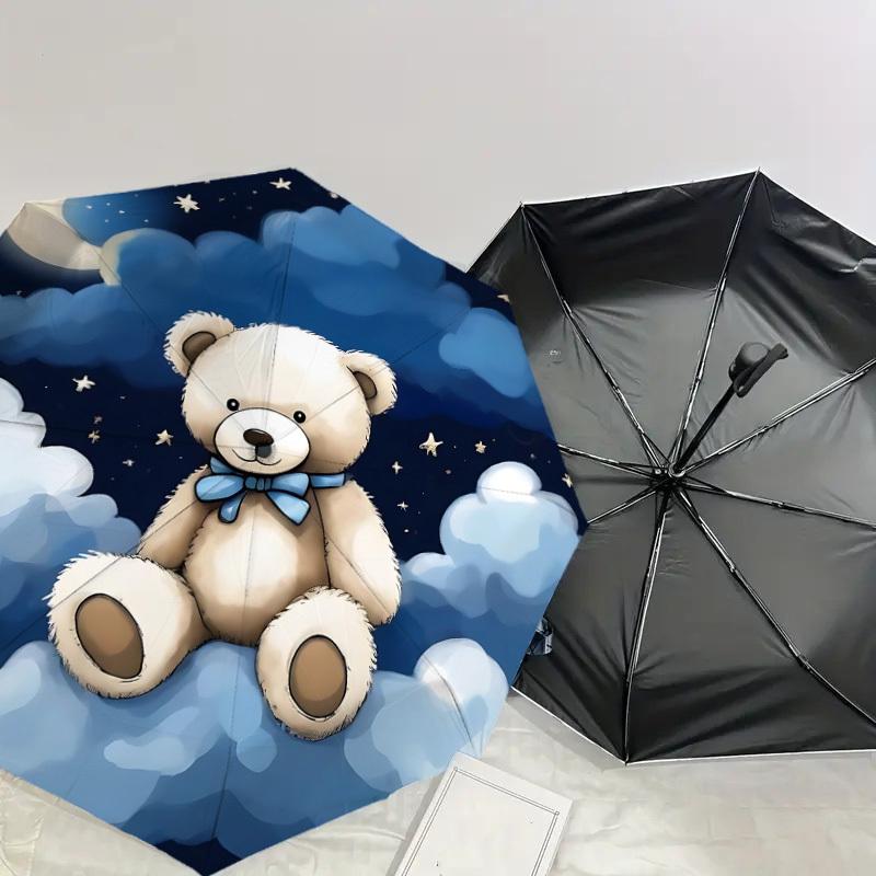 1PC Bear Clouds Umbrella-8-Rib Reinforced, Automatic Open, Lightweight & Durable, Fashion Accessory for Outdoor, J0344