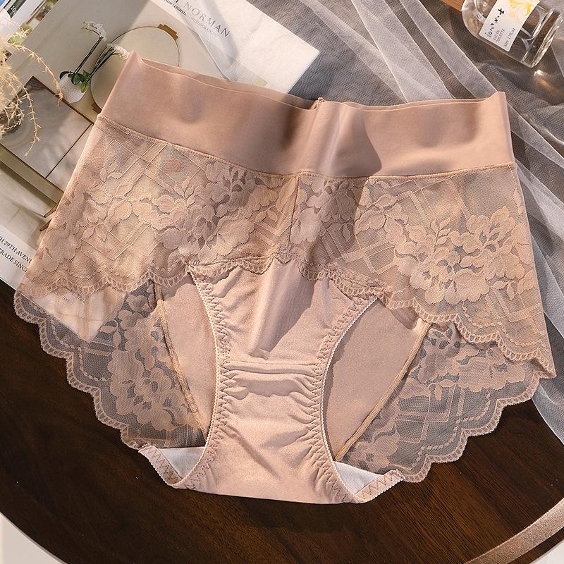 Sexy Unterwäsche für Damen, Spitze, große Größe, hohe Taille, Slip mit erweitertem Schritt, 7A, antibakteriell, dünn, keine Fettspuren, plus große Dreieckshöschen für Damen