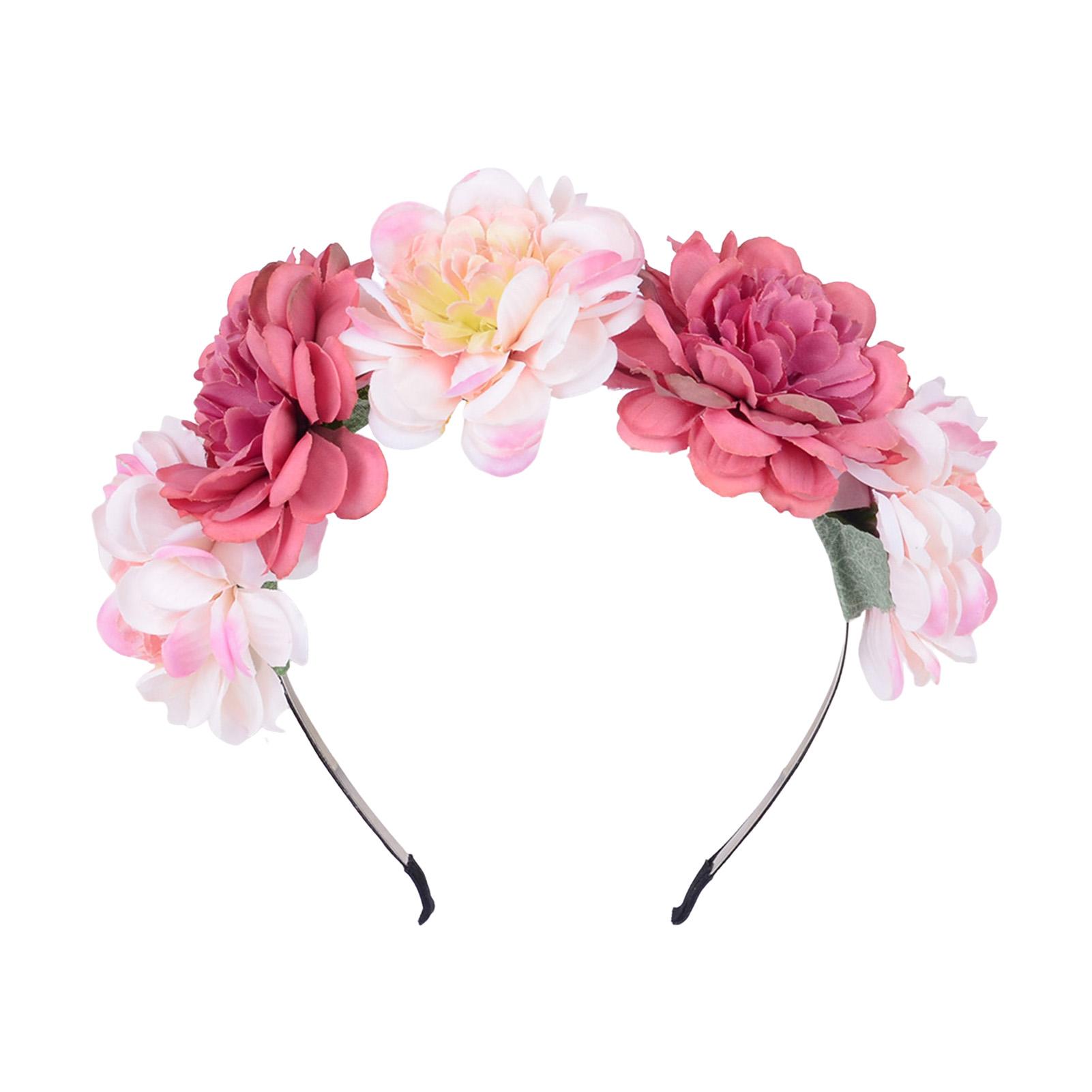 

Элегантный ободок для волос с цветами для женщин, искусственный имитированный цветочный ободок для волос, милый розовый обруч для волос, аксессуары для фотосъемки для девочек, 1 шт. розовый
