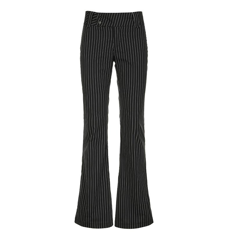 

American Stripes Low Waist Draped Casual Pants Black S