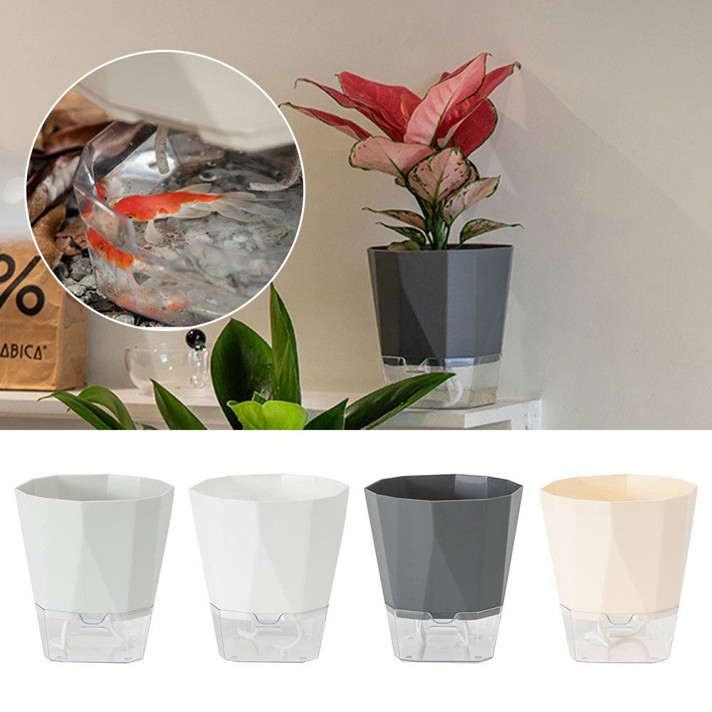 

Self Watering Lazy Plant Pot with Handle Soil Flower Pot Durable Hydroponic Planter