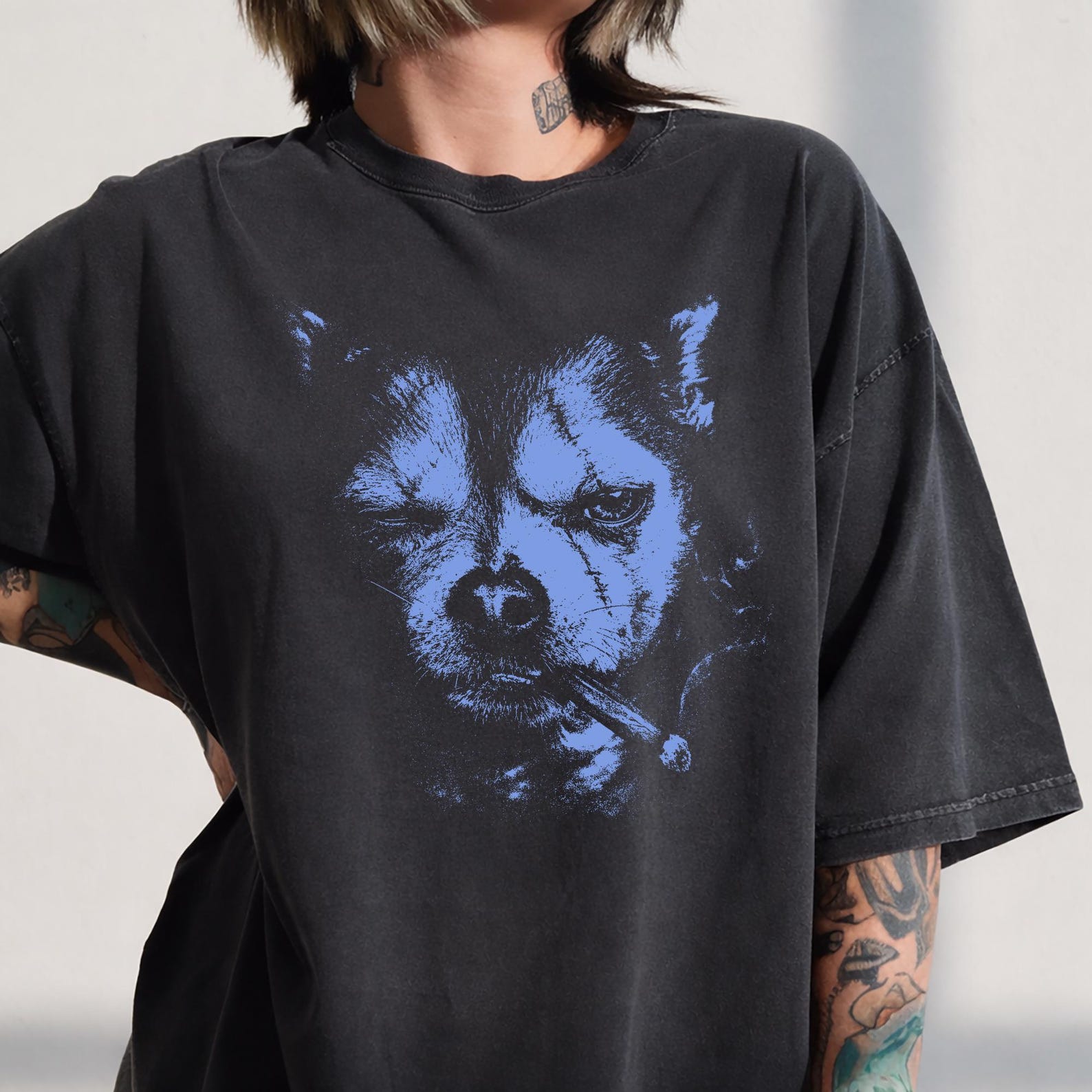 Smoking Chihuahua Shirt, Vintage Grunge Dog T-Shirt, Funny Dog Meme Tee, Birthday Gift For Dog Lovers, Christmas Pet Owner Gift 2XL