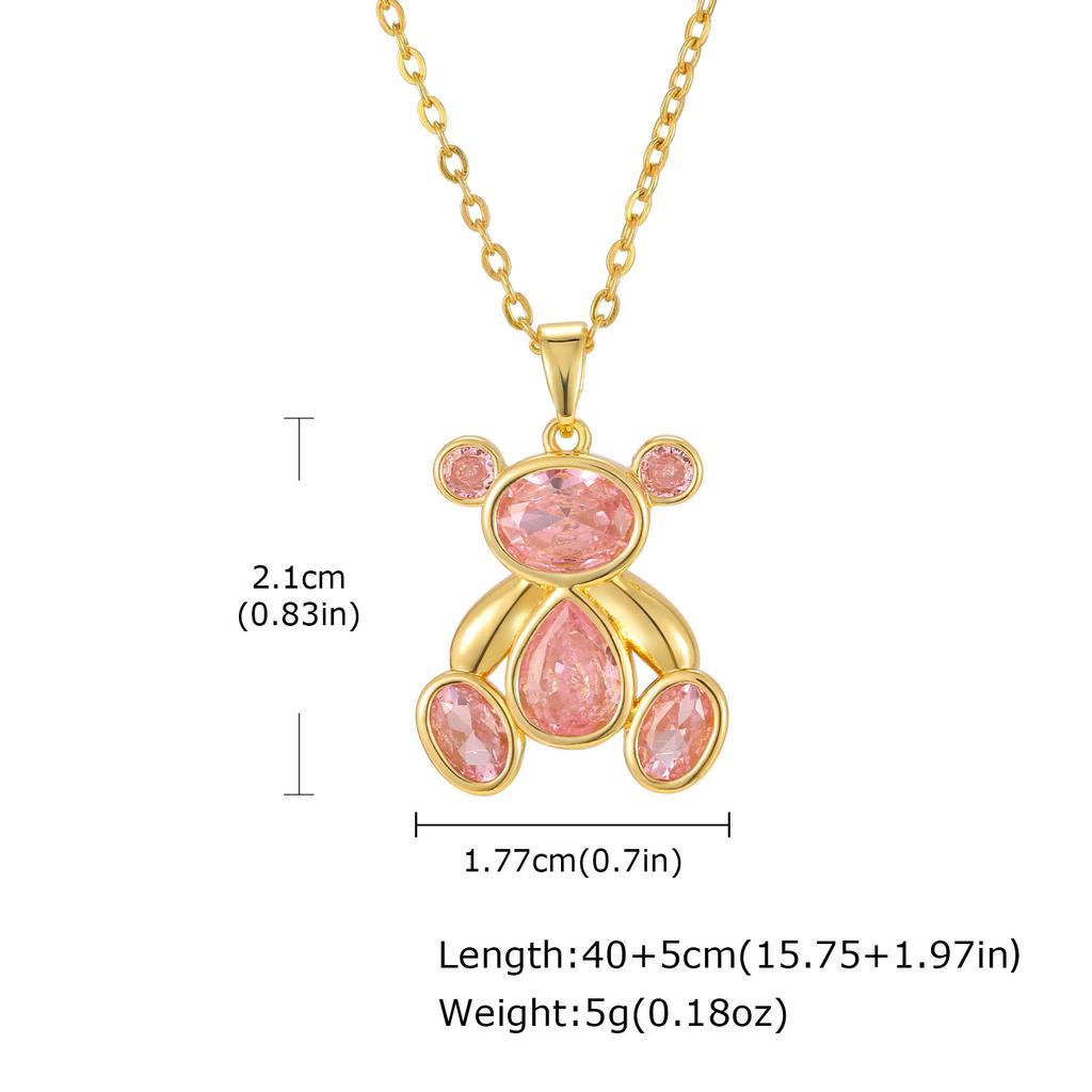 Accessories, Copper Zircon Cute Bear Pendant Necklace, High-End Women'S Accessories Pnb-387