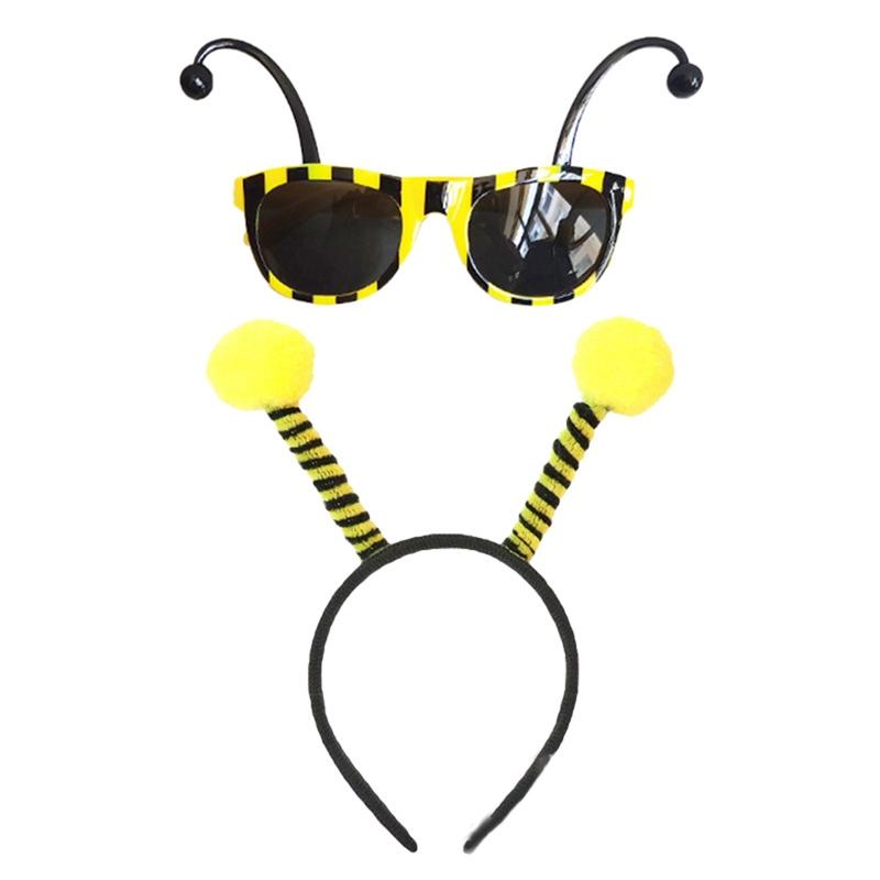 Bee Costume Set Bee Ear Headband Tutu Skirt Sleeve Sunglass Strip Sock for Kids Adult Halloween Christmas Animal Cosplay