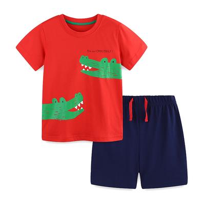 Summer New Boys Short Sleeve Set Children's Crew Neck T-Shirt 2-piece Knitted Cotton Children's Shorts Set