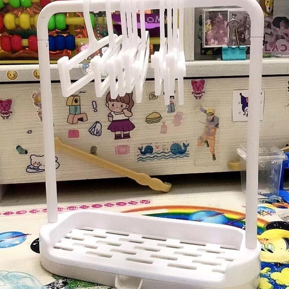 5-10Pcs Mini Clothes Hanger Used For Labubu And Other Dolls Shoe Rack Support Rack Cute Bow Hanger Doll Accessories  Toys