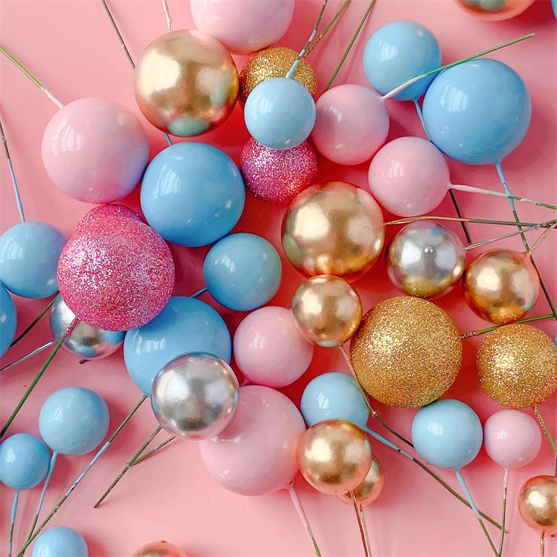 20PCS Cake Topper Ball Set 2cm-4cm Spheres DIY Christmas Ball Birthday Cake Decoration for Party Celebrate Wedding Glitter Balls