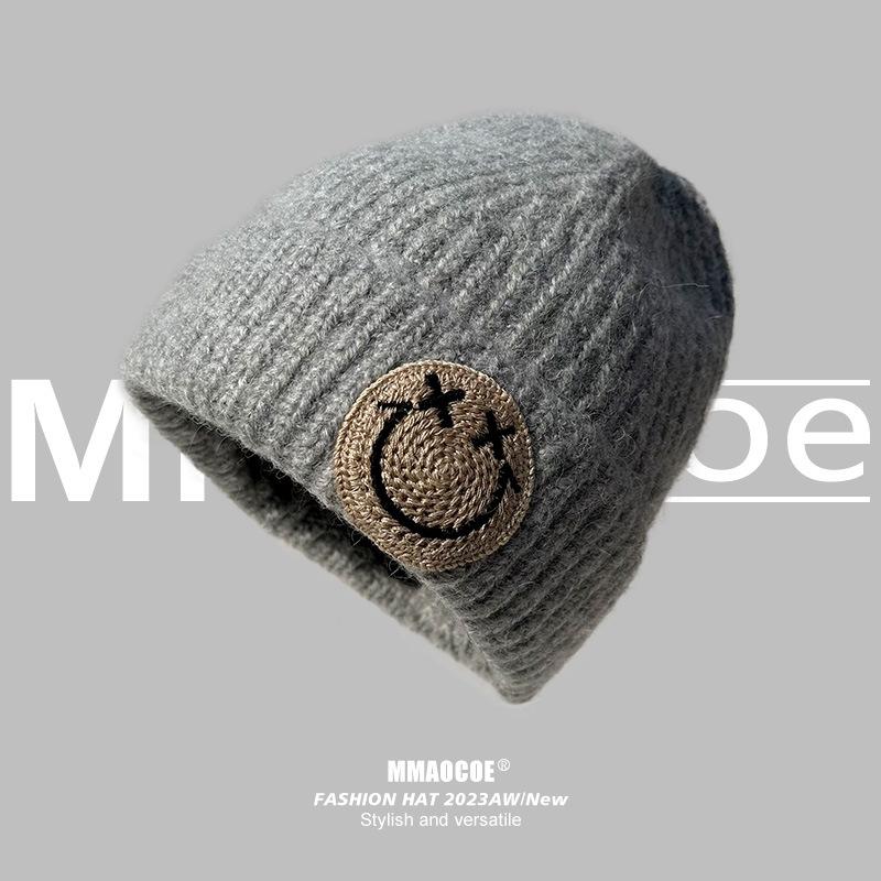 

2025 winter ins smiley face wool hat women s winter versatile warm versatile trendy knitted hat cold hat