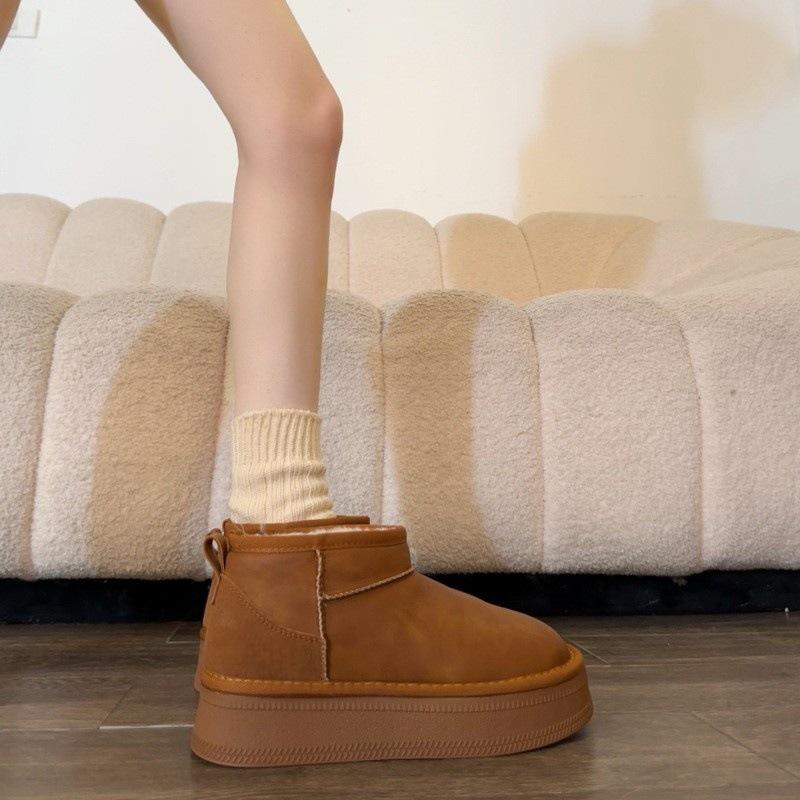Huge good-looking snow boots winter velvet thickened warm platform cotton shoes one pedal short boots