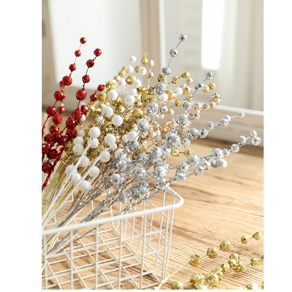 10 ST 40CM Julglittergrenar Paljetter Plast Julbärsstjälk Handgjord DIY Simulerad