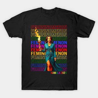 Men Black Print T-shirt Super Large TShirt Femininomenon Kamala 2024 No-Cut Transfer Paper Print Cotton Tshirt