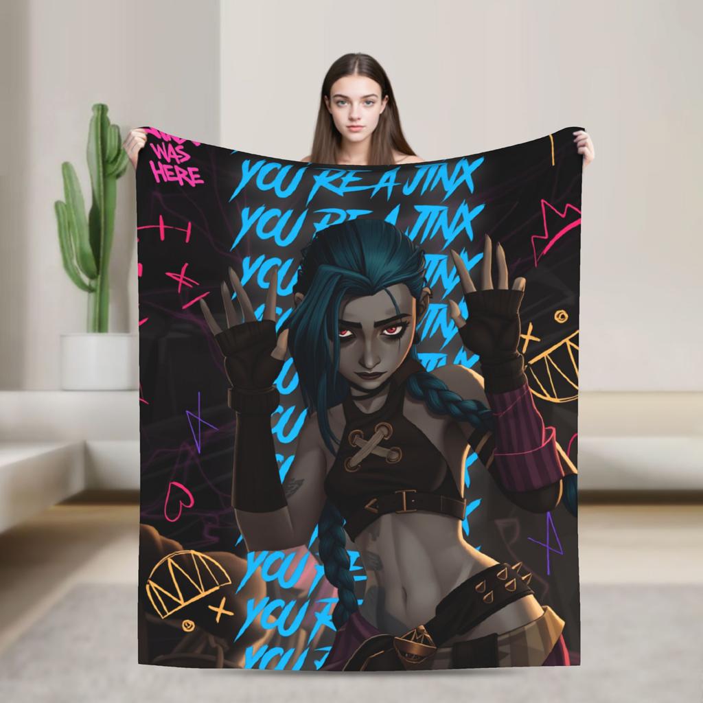 Arcane Flanelldecke Viktor Spiel Anime Jinx Jayce Jesus Sevika Weiche Warme Überwurfdecke für Schlafzimmer Bettdecke Sofabettbezug