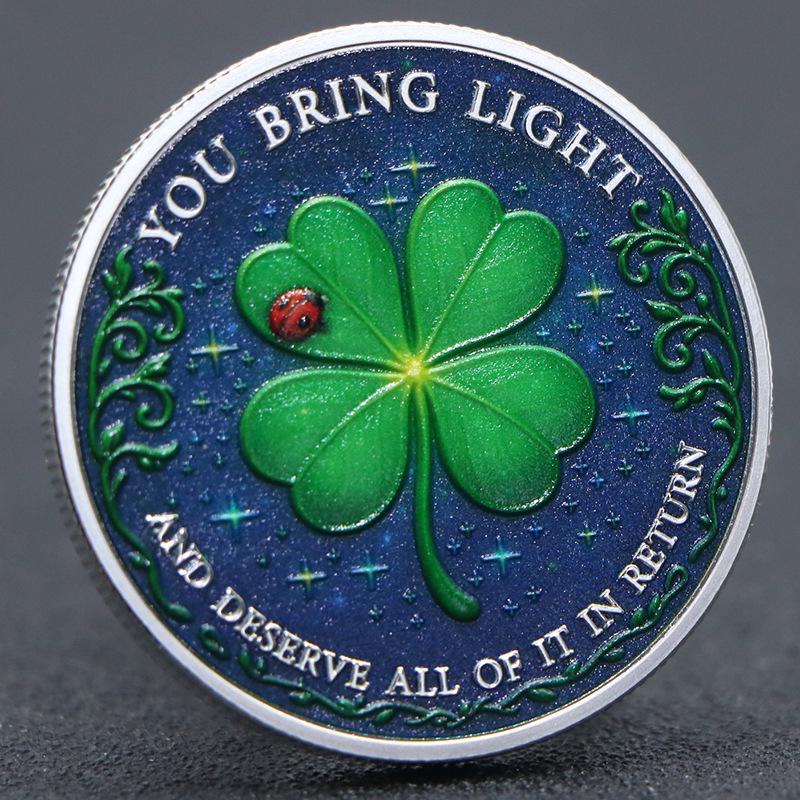 

Four-Leaf Clover Gold and Silver Plated Commemorative Coin - Electroplated Relief Medal #4