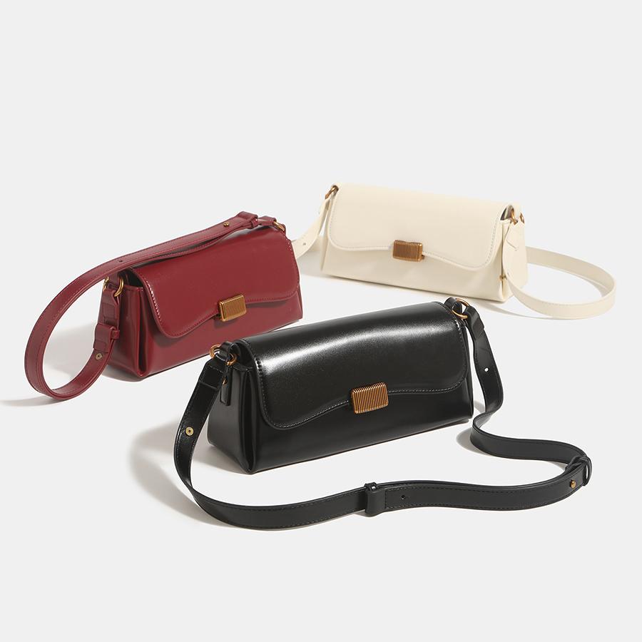 Fashi PU Leather Shoulder Underarm Bags for Women Solid Color Armpit Flip Handbag Female Small Square Bag Daily Shopper Bags