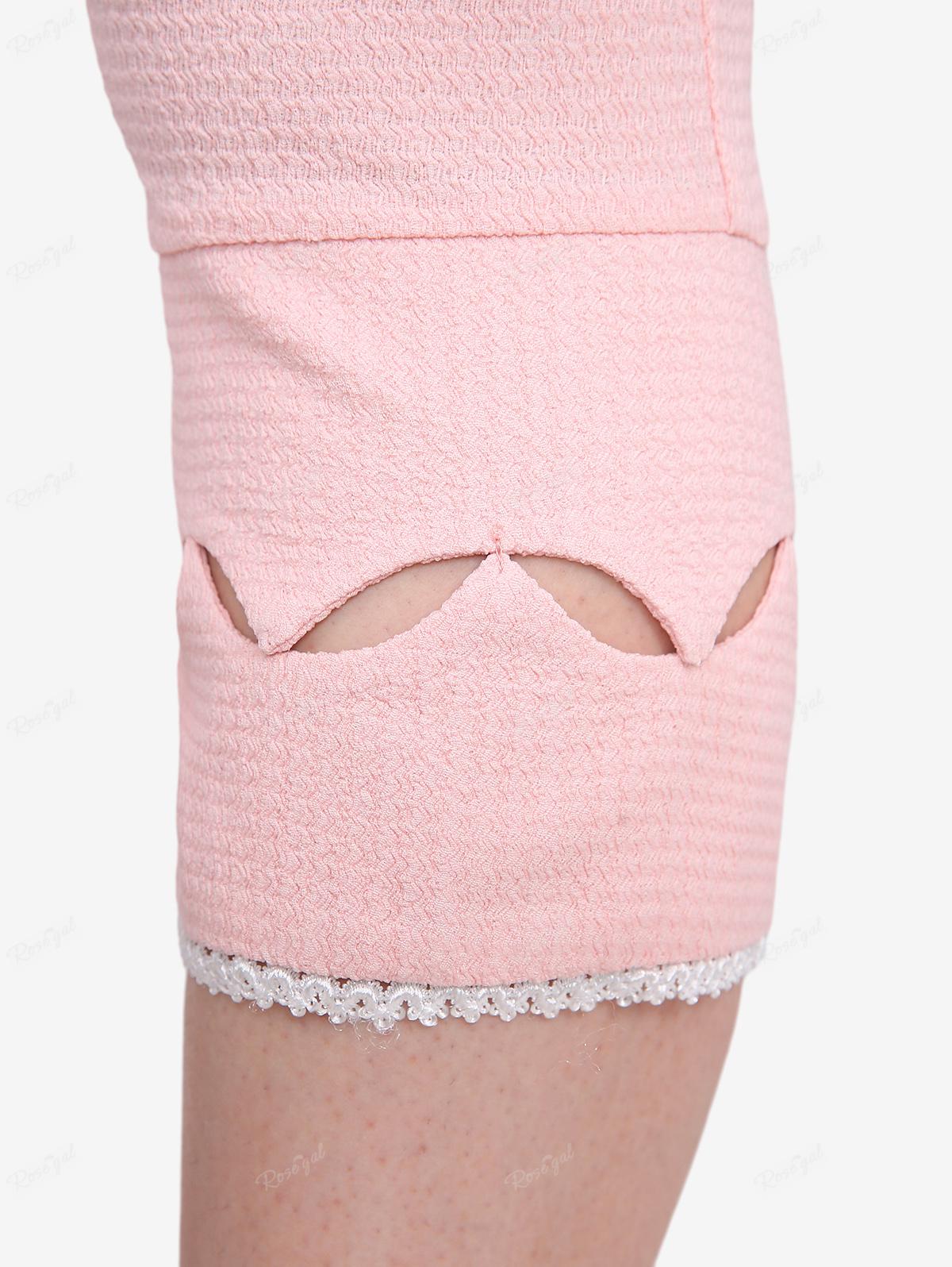 Леггинсы-капри Rosegal размера плюс с кружевной отделкой и текстурированными тиснеными — фото 6