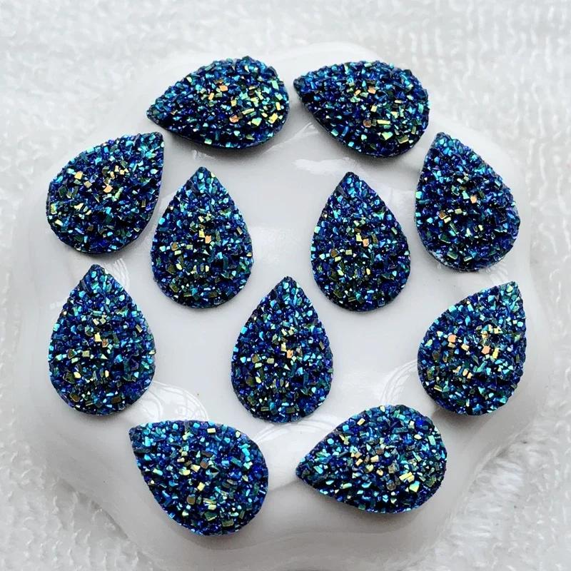 20pcs 11.5*17mm Natural ore Style Flat back Resin Rhinestones Cabochons For Bracelet Earrings accessories -HA77