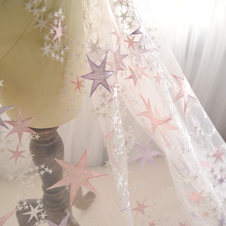 Star Embroidery Lace Accessories High-End Wedding Dress Fabric Clothing Decorative Clothes Diy Fabric Ivory White