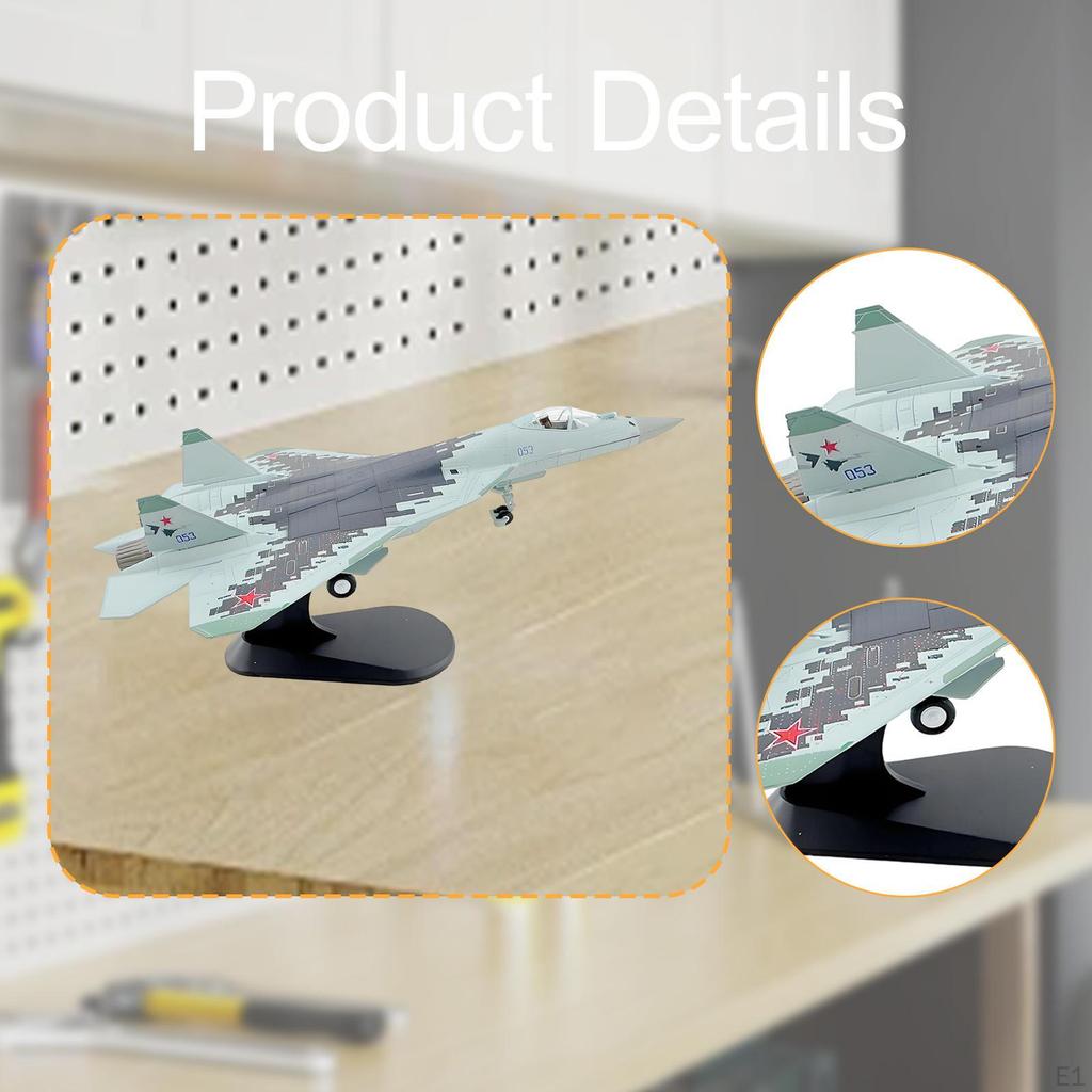 1:100 Scale SU-57 Airplane Model with Display Base Collectible Souvenir Stimulated Fighter for