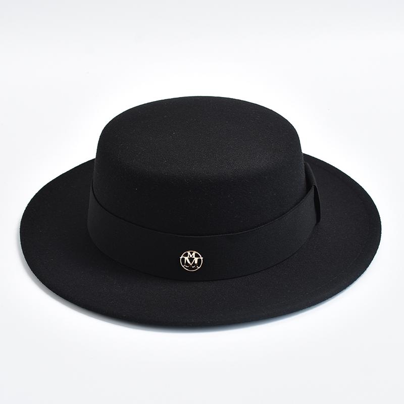 British Style Fedora Hats for Women Fashion Autumn Winter Flat Top Bow Elastic Ribbon Felt Hats Wedding Dress Jazz Cap