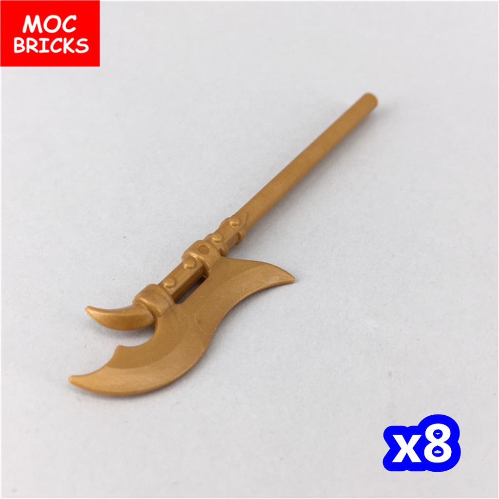MOC Bausteine Mittelalter Ritter Rom Waffe Goldenes Schwert Schild Speer Hellebarde Helm Actionfigur Pädagogischer Baustein Geschenke