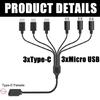6 in 1 Charging Accessory USB C Splitter Adapter Cable Cord with Multiple Output Charging Up to 6 Devices Simultaneously