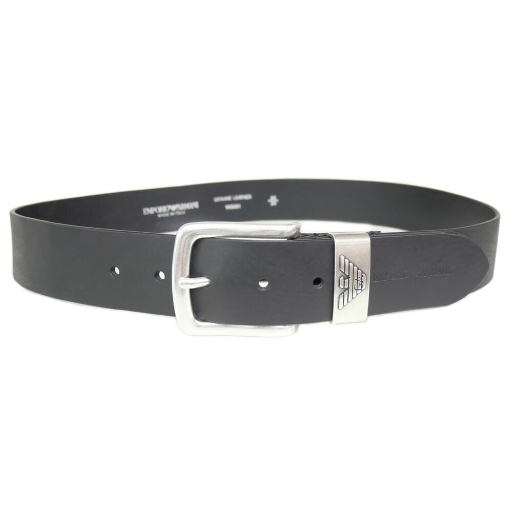 Emporio Armani Y4S201 YDD6G 80001 85 Men's Belt, Black, 3.8cm Wide,