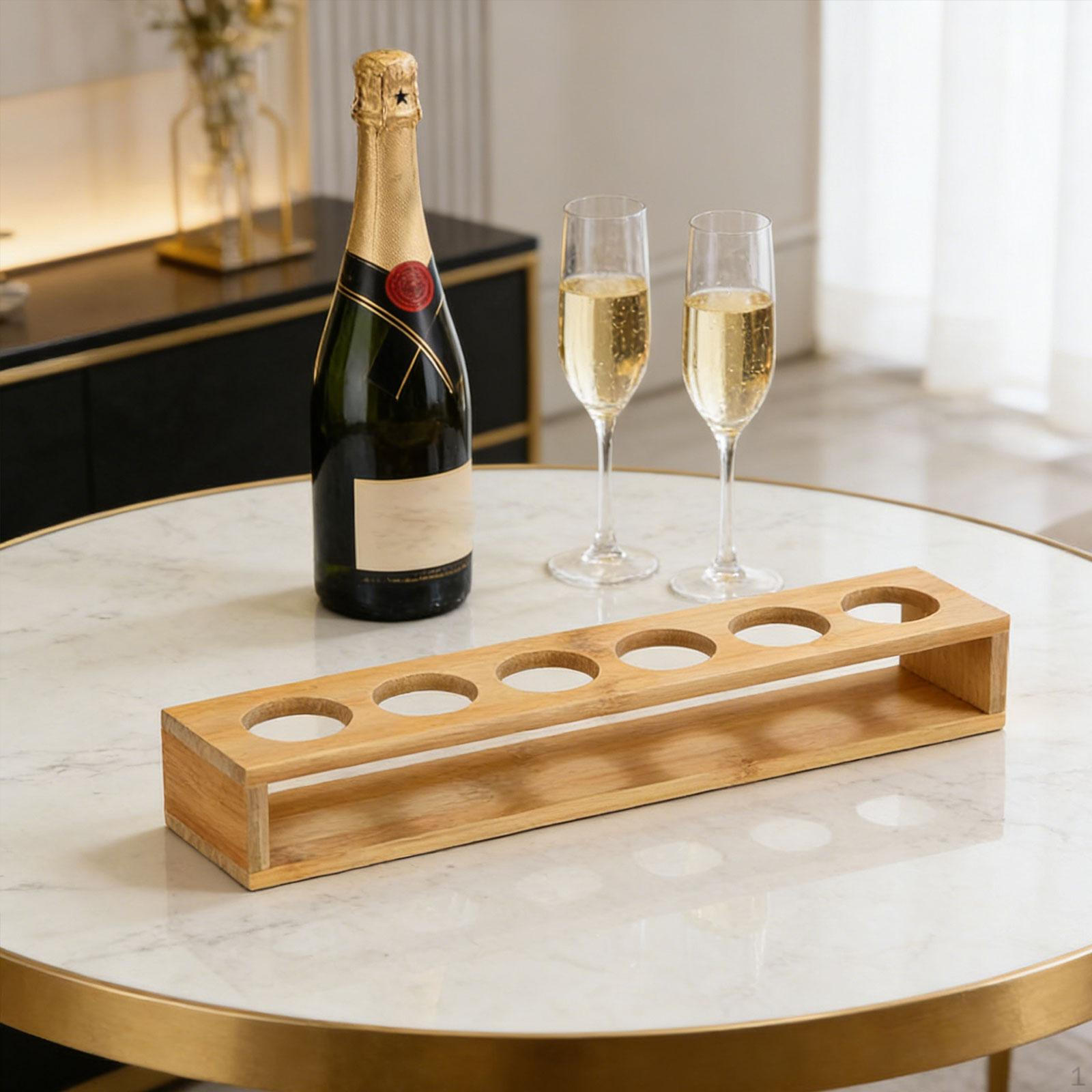 

Glass Holder Cup Rack, Wine Drinks Storage Carrier, Tasting Serving Tray for Kitchen Bar Events коричневий