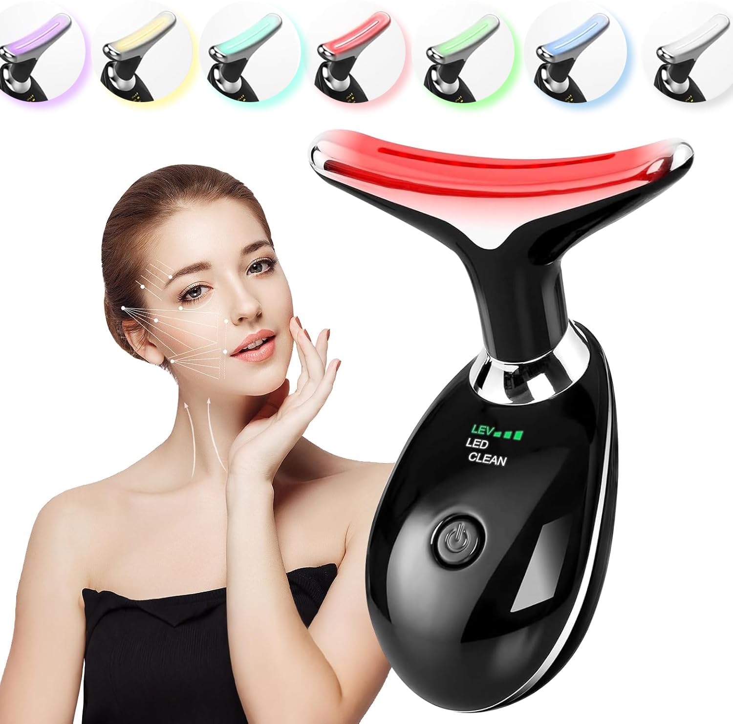 

Facial and neck massage tools, 7 colors LED ladies skin care facial brightening skin tone
