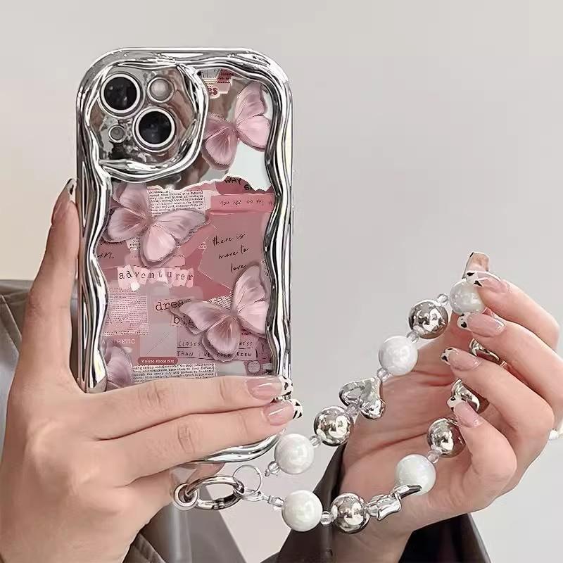 Pink Butterfly for IPhone 16 Promax Phone Case 15 Apple 14 Girls' Anti-fall 13 Protector Case 17