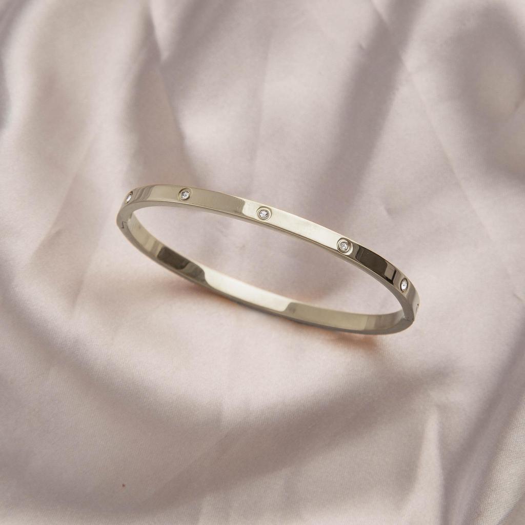 Leichter Luxus High-End Voll Diamant Titanstahl Armreif - Damen Modischer Temperament Schmuck