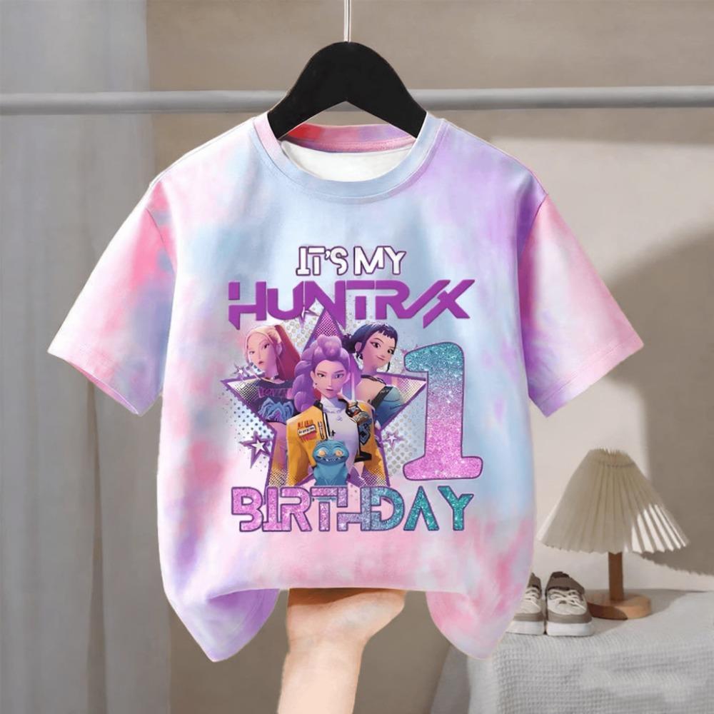 

Футболка на День народження 2026 K-pop Мисливець на демонів Тай-дай 3D-друк, Дитяча цифрова мила футболка на День народження, Подарунок на День народження для дівчинки 100