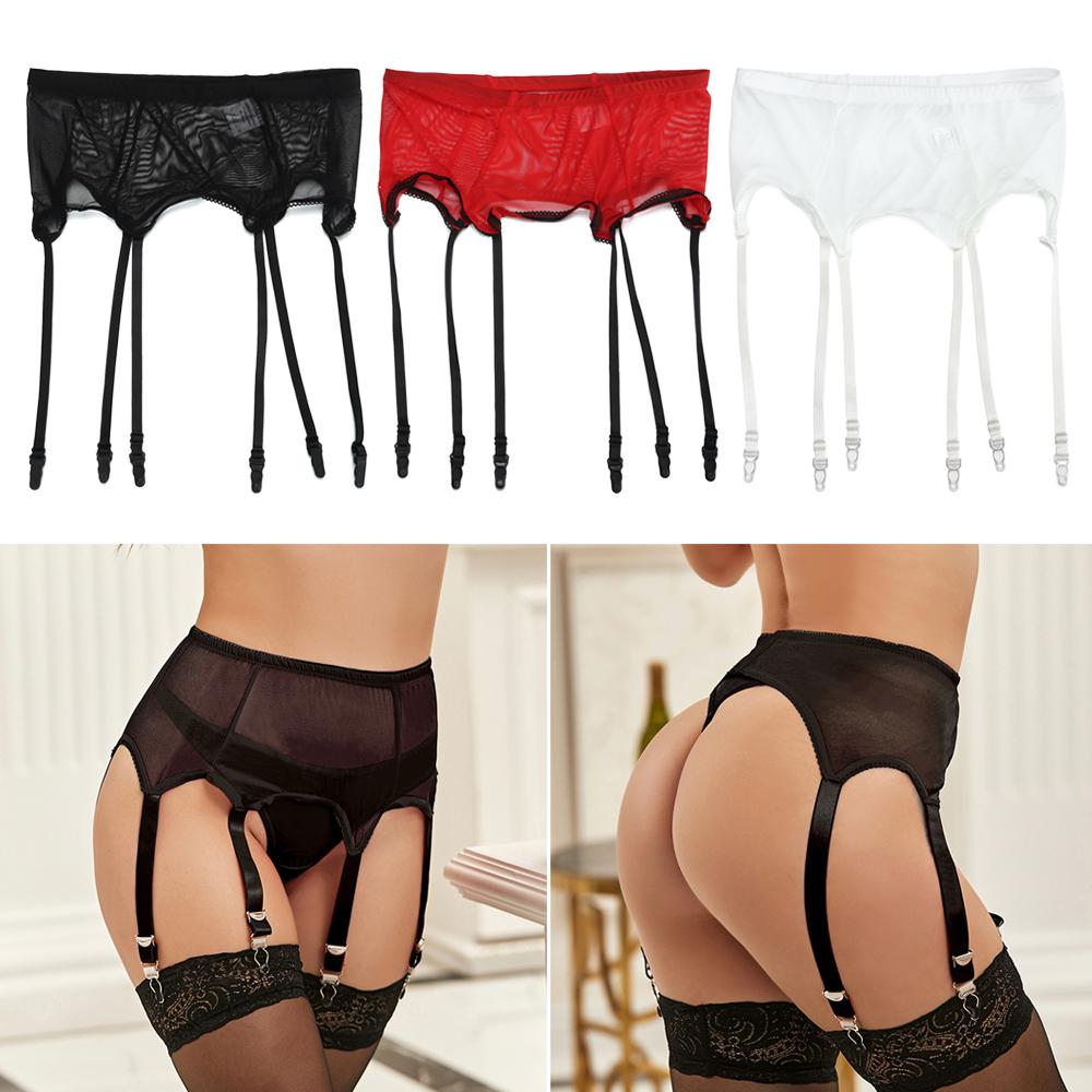 Woman Girls Sock Clip High Waist Lace Mesh Lingerie Garter Belt Elastic Underwear Adjustable Buckle