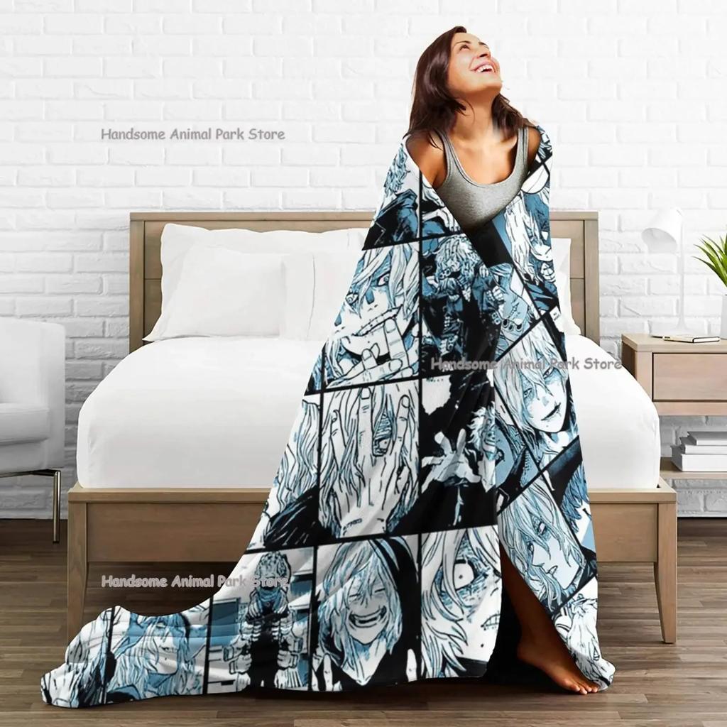 My Hero Academia Collage Anime Shigaraki Fleece Flannel Throw Blanket Cozy Warm Throws for All Season Super Soft Blanket for Bed