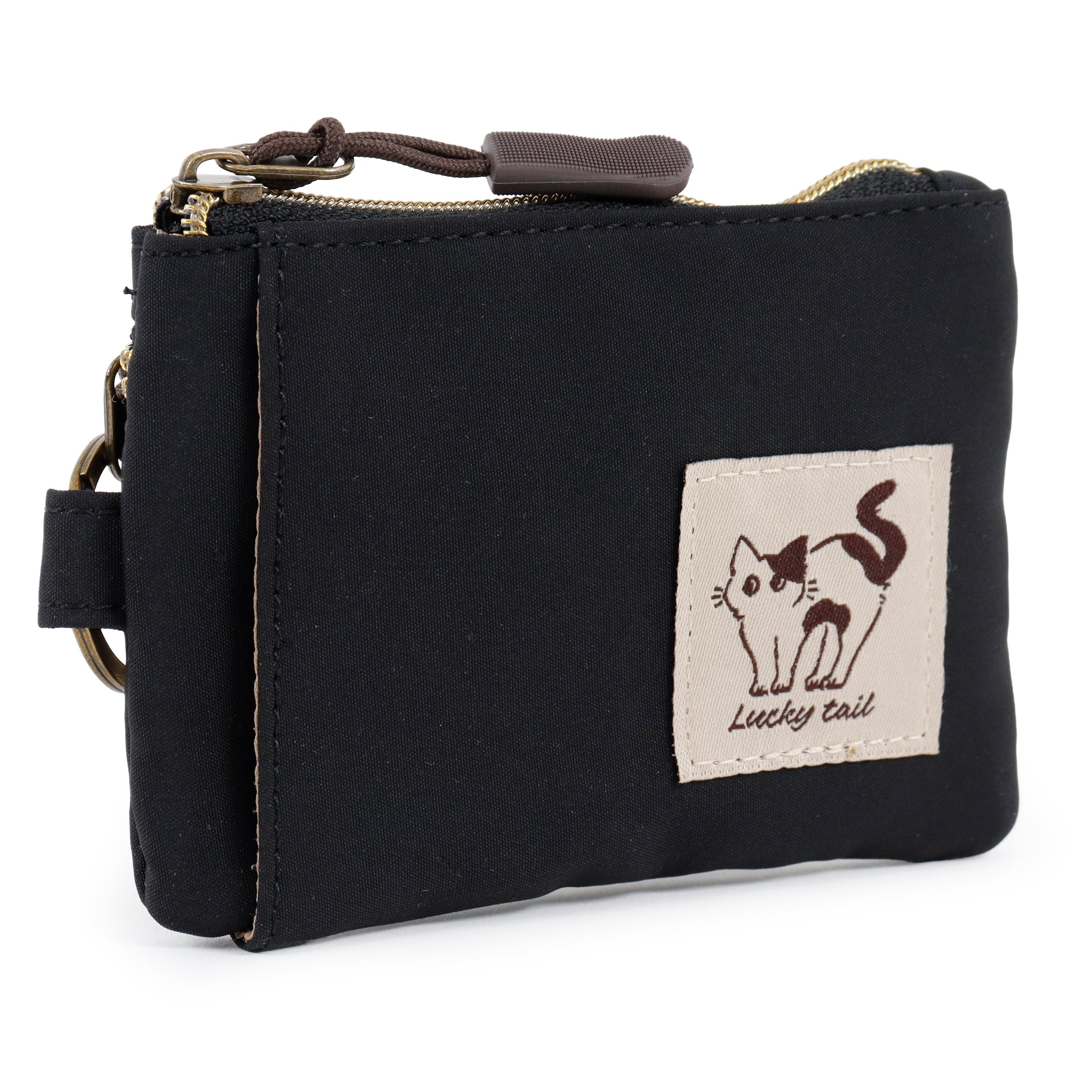 

Кошелек для монет с прозрачным карманом для ID-карты и кольцом для ключей, Кошка, Цветной [Счастливый Хвост], Женский, Карманный, Чехол, Кольцо, Узор, Легкий, Пушистый, (черный) чёрный