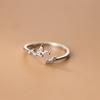 WANTME Anello Aperto Ramo Germoglio Zircone Cristallo di Lusso Argento Sterling 925 Dolce Chic Foglia per Donna Gioiello Anniversario Matrimonio