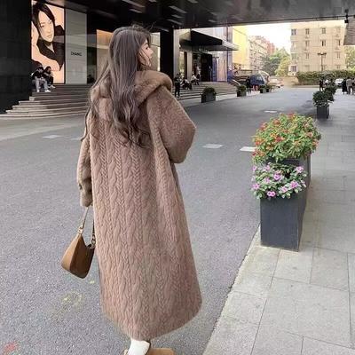 Winter Thick Women's Long Imitation Mink Plush Cardigan with Integrated Fur Eco-Friendly Hooded Fur Coat Solid Color