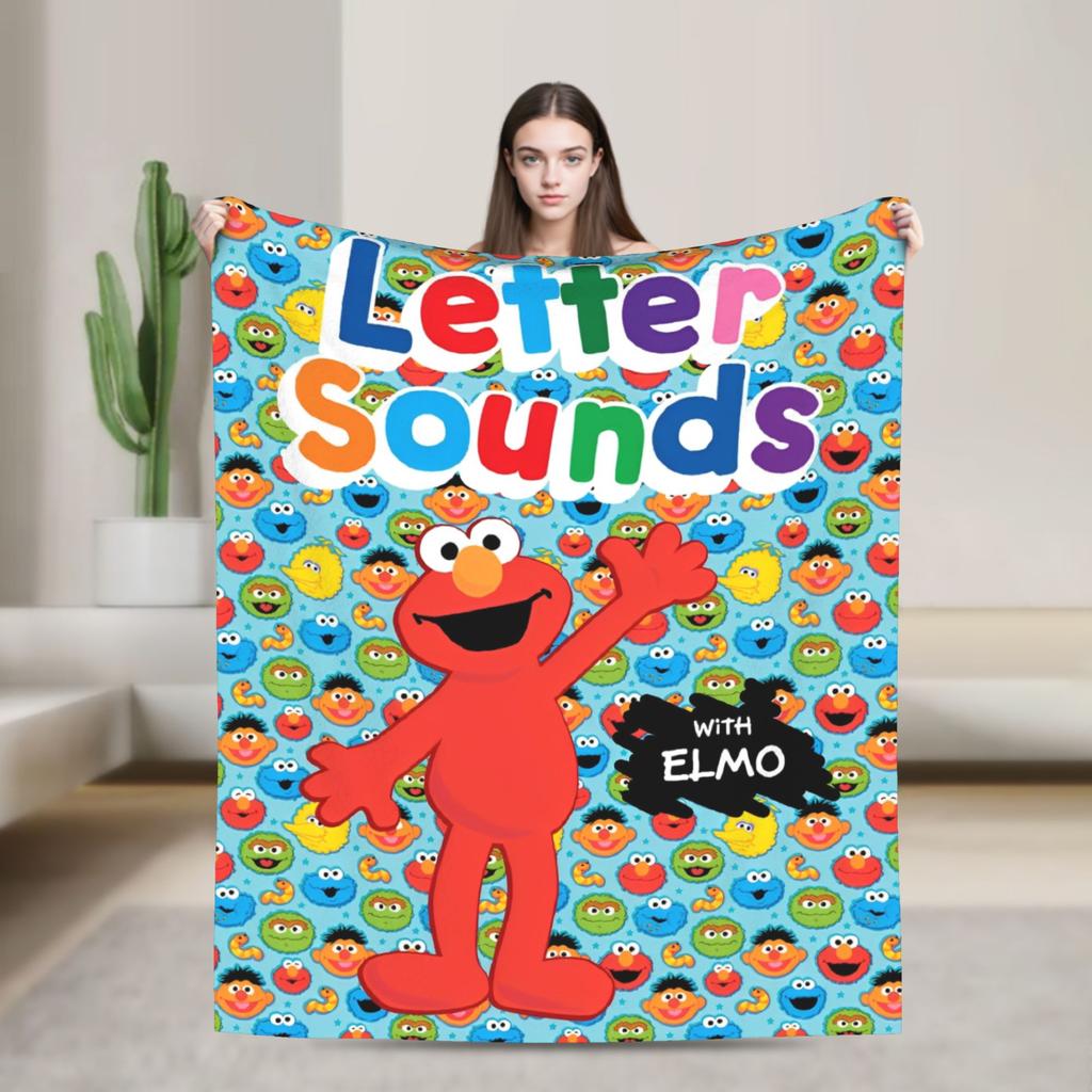 Warm Soft Blanket Travel Office Cookie Monster Elmo Throw Blanket  Flannel Bedspread For Outdoor Funny Sofa Bed Cover