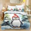 Penguin Cartoon Duvet Cover Set, Children'S Microfibre Quilt Cover,Cartoon Penguin Bedding Set, With Zip And Pillowcases 75*50Cm